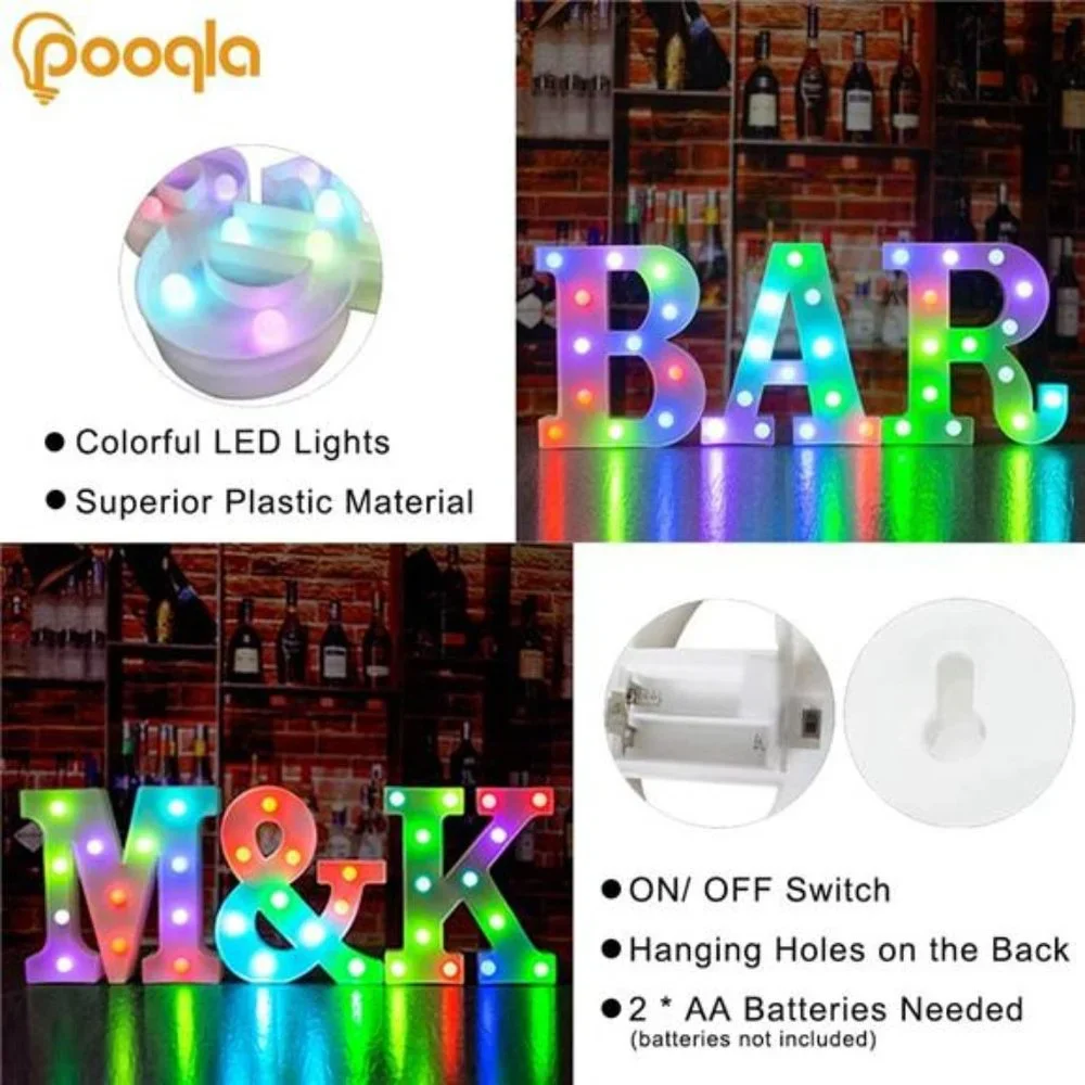 Colorful LED Marquee Letter Lights with Remote – Party Bar Letters with Lights